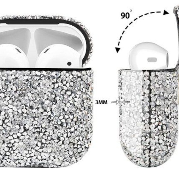 Beautiful AirPods Diamond Bling Luxury Silver Case - Picture 2 of 4